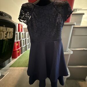Elegant Navy Blue Lace Dress p65